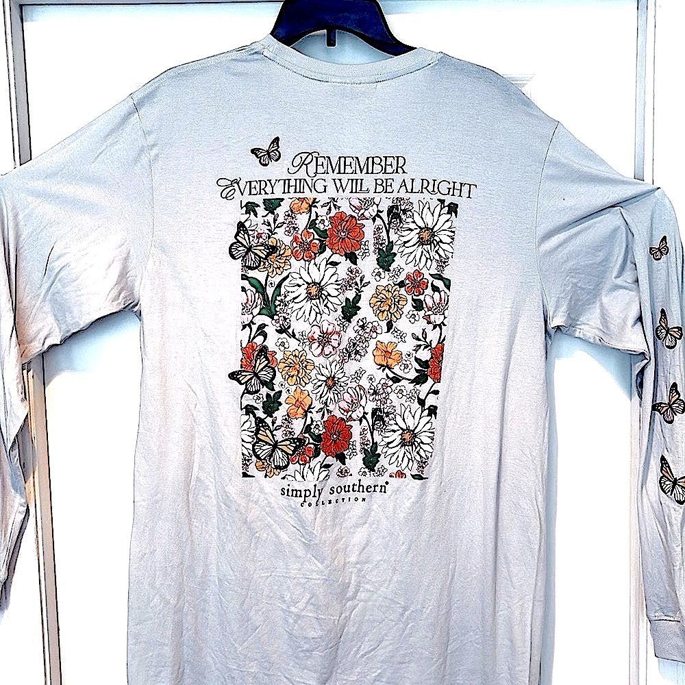 NWT Butterfly Graphic Remember Everything Will Be Alright long sleeves tee